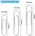 700 Paper Clips,Medium and Jumbo Size, (28 mm,33mm,50 mm) (Silver) - Image 4