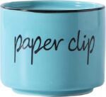 ONTUBE Porcelain Paper Clip Holders,Ceramic Paper Clip Organizer (Turquoise)