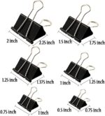 Binder Clips Paper Clamp for Paper-130 Pcs Clips Paper Binder Assorted Sizes (Black) - Image 2