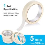 5 Rolls Masking Tape (0.78 Inch x 65 Feet x 5 Rolls) - Image 2