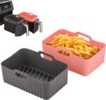 OUTXE 2-Pack Dual Air fryer Silicone Liners for 8 to 10 QT Ninja DZ201/ DZ401