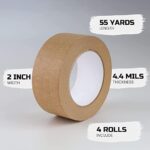 LICHAMP 4 Pack Brown Painters Tape 2 inch Wide, Medium Adhesive Brown Masking (220 Total Yards) Tape - Image 2