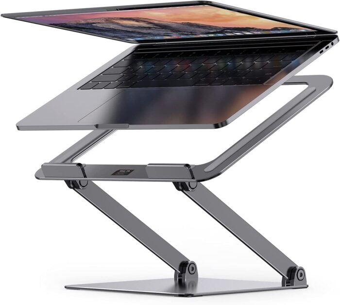 Almoz Laptop Stand, Aluminum Computer Riser, Compatible with All Laptop 10-17.3 Inches, Space Grey - Image 1