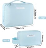 2Pcs Makeup Organizer Bag for Women and Girls Portable Travel Cosmetic Bag Blue Water-resistant Toiletries - Image 4