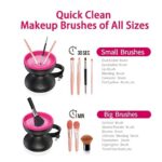 Electric Makeup Brush Cleaner Machine - Alyfini Portable Automatic USB Cosmetic Brush Cleaner Tools for All Size Beauty Makeup Brushes Set (Black) - Image 2