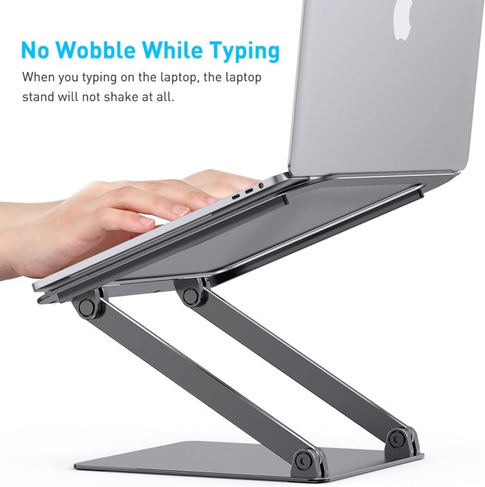 Almoz Laptop Stand, Aluminum Computer Riser, Compatible with All Laptop 10-17.3 Inches, Space Grey - Image 4