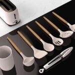14 Pcs Silicone Cooking Utensils Kitchen Utensil Set - 446°F Heat Resistant  (BPA Free Khaki) - Image 3