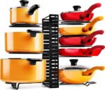 Pots and Pans Organizer for Cabinet - MUDEELA Pan Organizer Rack for Cabinet with 3 DIY Methods,