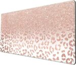 Desk Mat XXL Mouse pad, Pink Rose Gold Leopard Print Office Supplies and Accessories Decor Office for Women 31.5X15.75in