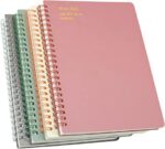Spiral Notebook, 4 Pcs 4 Color A5 Size Thick Plastic Hardcover 8mm Ruled Paper 80 Sheets (160 Pages)