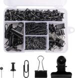 500 Pcs Black Push Pins Set, 5 Style Black Office Supplies for School and Home (Black)