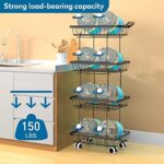 Fruit Basket for Kitchen,4 Tier Stackable Fruit and Vegetable Storage Rolling Cart - Image 4