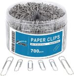 700 Paper Clips,Medium and Jumbo Size, (28 mm,33mm,50 mm) (Silver)