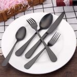 Bysta 20-Piece Stainless Steel Flatware Set, Matte Black Silverware Set - Image 4