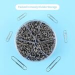 700 Paper Clips,Medium and Jumbo Size, (28 mm,33mm,50 mm) (Silver) - Image 2