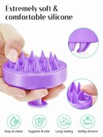HEETA Scalp Care Hair Brush, Hair Shampoo Brush with Soft Silicone Scalp Massager (Purple) - Image 3