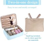 2Pcs Makeup Organizer Bag for Women and Girls Portable Travel Cosmetic Bag Blue Water-resistant Toiletries - Image 3