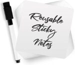 Antvio Dry Erase Sticky Notes for Wall 4x4 inch Pack of 12 with 1 Free Marker Pen