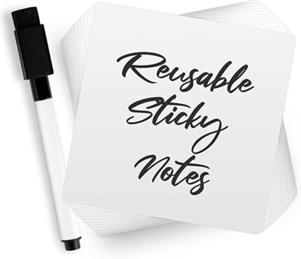 Antvio Dry Erase Sticky Notes for Wall 4x4 inch Pack of 12 with 1 Free Marker Pen