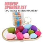 Makeup Sponge Blender Beauty Sponge Set 12pcs and Beauty Foundation Sponge Blender Holder 1PCS - Image 2