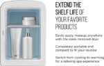 Chefman Portable Mirrored Personal Fridge 4 Liter Mini Refrigerator Skin Care, White - Image 3