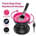 Electric Makeup Brush Cleaner Machine - Alyfini Portable Automatic USB Cosmetic Brush Cleaner Tools for All Size Beauty Makeup Brushes Set (Black) - Image 4