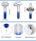 Microcurrent Face Massager Roller, 5D Microcurrent Facial Device Facial Massager Gift for Women - Image 3