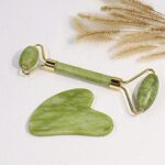 BAIMEI Jade Roller & Gua Sha Set Face Roller for Skin Care Routine and Puffiness-Green - Image 2