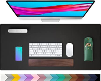 Leather Desk Pad Protector ,Waterproof Desk Writing Pad for Office and Home (Black,31.5" x 15.7")