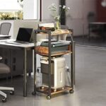TC-HOMENY 3-Tier Movable Printer Stand with Storage Rolling Floor-Standing - Image 4