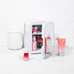 Chefman Portable Mirrored Personal Fridge 4 Liter Mini Refrigerator Skin Care, White - Image 4