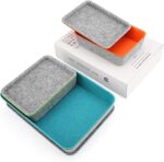 Welaxy Lidded drawer organizer bins - makeup stationery organizing 3- pack (Orange + Green + Turquoise) - Image 2