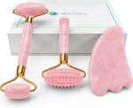 Pink Jade Roller and Gua Sha Set. Jade Roller For Face Real Jade 100% Jade Stone Roller. Warm Facial Massager or Ice Roller