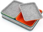 Welaxy Lidded drawer organizer bins - makeup stationery organizing 3- pack (Orange + Green + Turquoise)