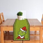 Linen Grinch Table Runner Merry Grinchmas - Image 2
