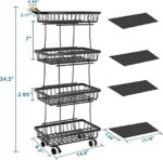 Fruit Basket for Kitchen,4 Tier Stackable Fruit and Vegetable Storage Rolling Cart - Image 2