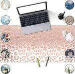Desk Mat XXL Mouse pad, Pink Rose Gold Leopard Print Office Supplies and Accessories Decor Office for Women 31.5X15.75in - Image 2