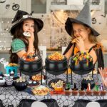 Halloween Party Decorations, Set of 3 Witches Cauldron Serving Bowls on Stand - Image 2