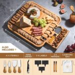 Premium Cheese Board and Knife Set - Bamboo Wood Charcuterie Board Set & Cheese Board Accessories Set - Image 3