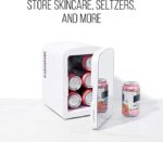Chefman Portable Mirrored Personal Fridge 4 Liter Mini Refrigerator Skin Care, White - Image 2