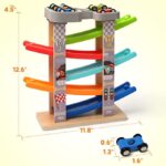 Coogam Wooden Race Track Car Ramp Toy for Toddler, Learning Toys Gift for 3 4 5 Years Old Baby Kids - Image 3