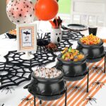 Halloween Party Decorations, Set of 3 Witches Cauldron Serving Bowls on Stand - Image 3