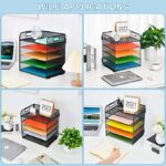 Marbrasse 5-Trays Desktop File Organizer with Pen Holder - Image 3