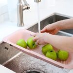 BLUE GINKGO Over the Sink Colander Strainer Basket - Extendable - New Home Kitchen Essentials (7.9 W x 14.5-19.5 L x 2.75 H) (Pink) - Image 4
