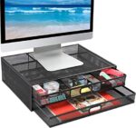 Monitor Stand, Monitor Stand with Drawer, Desktop Computer Stand for PC, Laptop, Printer - HUANUO