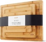 JoyJolt Bamboo Cutting Board Set, Wooden Cutting Boards for Kitchen.