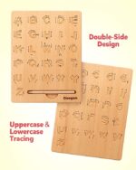 Coogam Wooden Letters Practicing Board, Double-Sided Alphabet Tracing Tool - Image 2