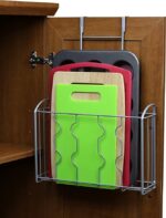 SimpleHouseware Over the Cabinet Door Organizer Holder, Silver - Image 4